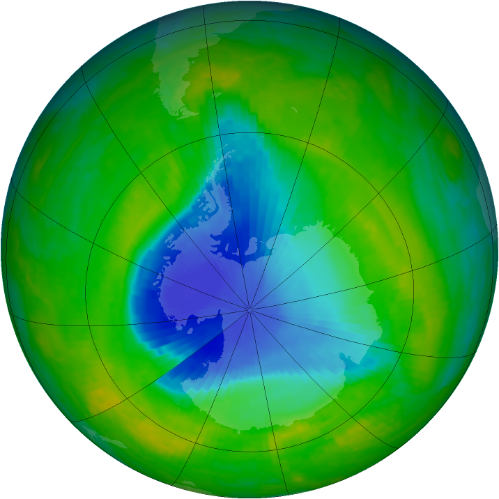 Antarctic ozone map for 23 November 2003